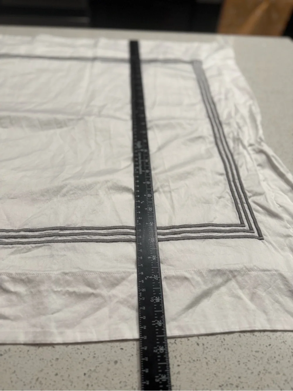 Restoration Hardware White Pillow Sham with Gray Double-Stripe Border